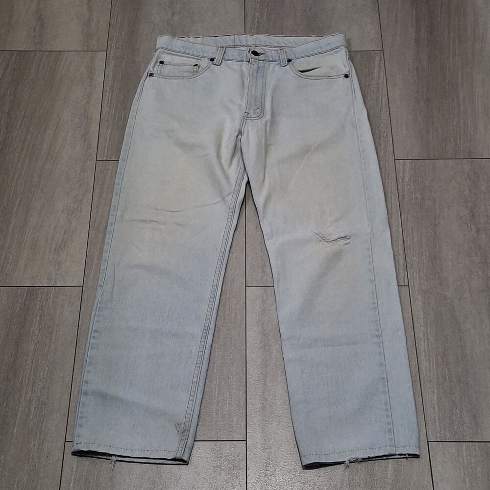 VTG Levi's 505 Jeans Size 34x34 Distressed Women Light Wash Regular Fit